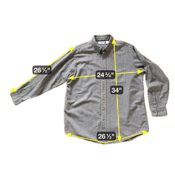 L.L. Bean Men's Black and White Micro Gingham Plaid Flannel Sz XL Tall - Picture 6 of 6